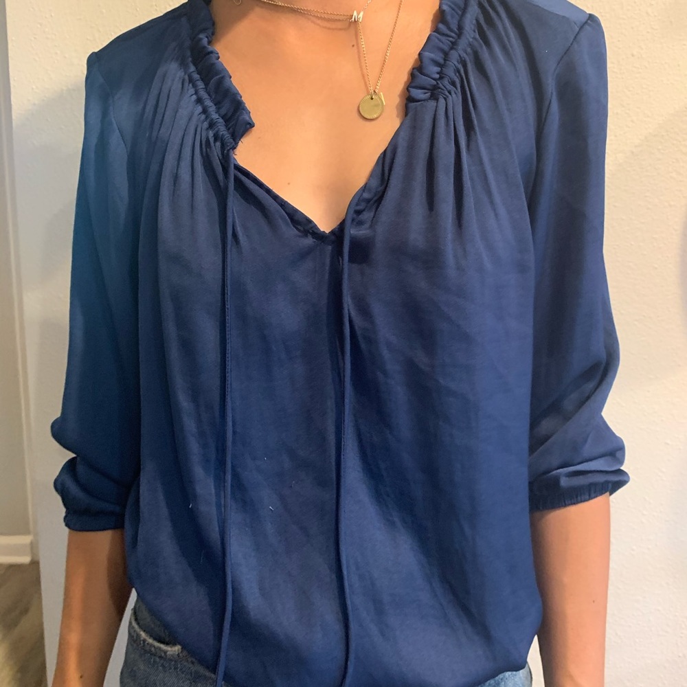 SweetGREY Navy Silky Blouse
